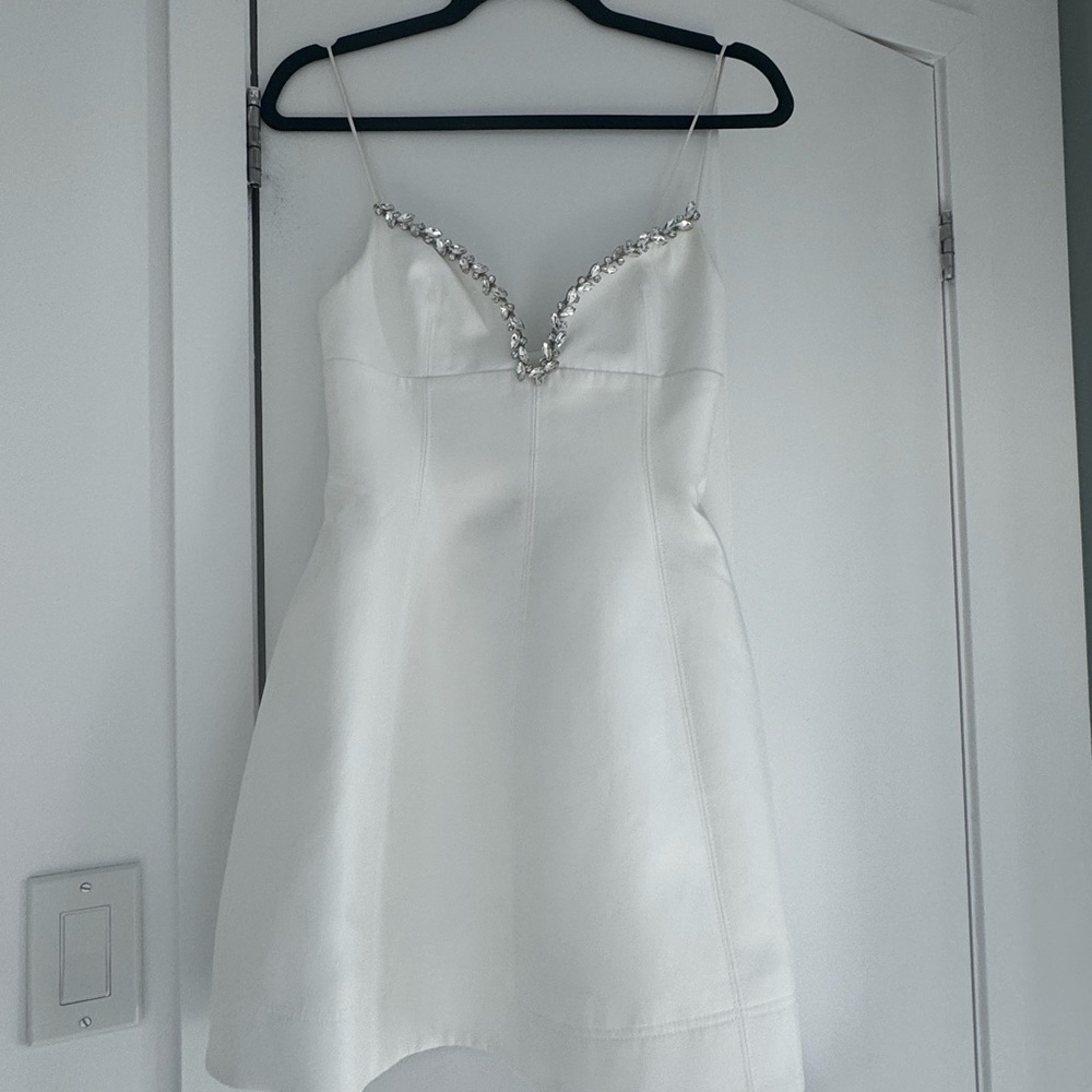 Acler White Mini Dress with Crystal Trim